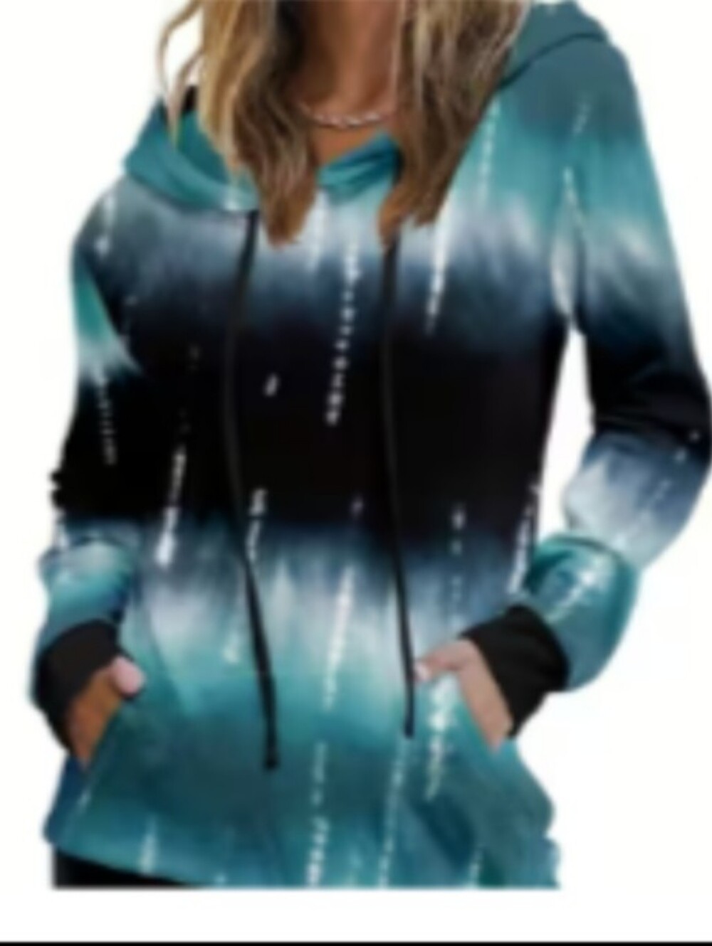 SHEIN Blue Ombre Tie-Dye Hooded Pullover